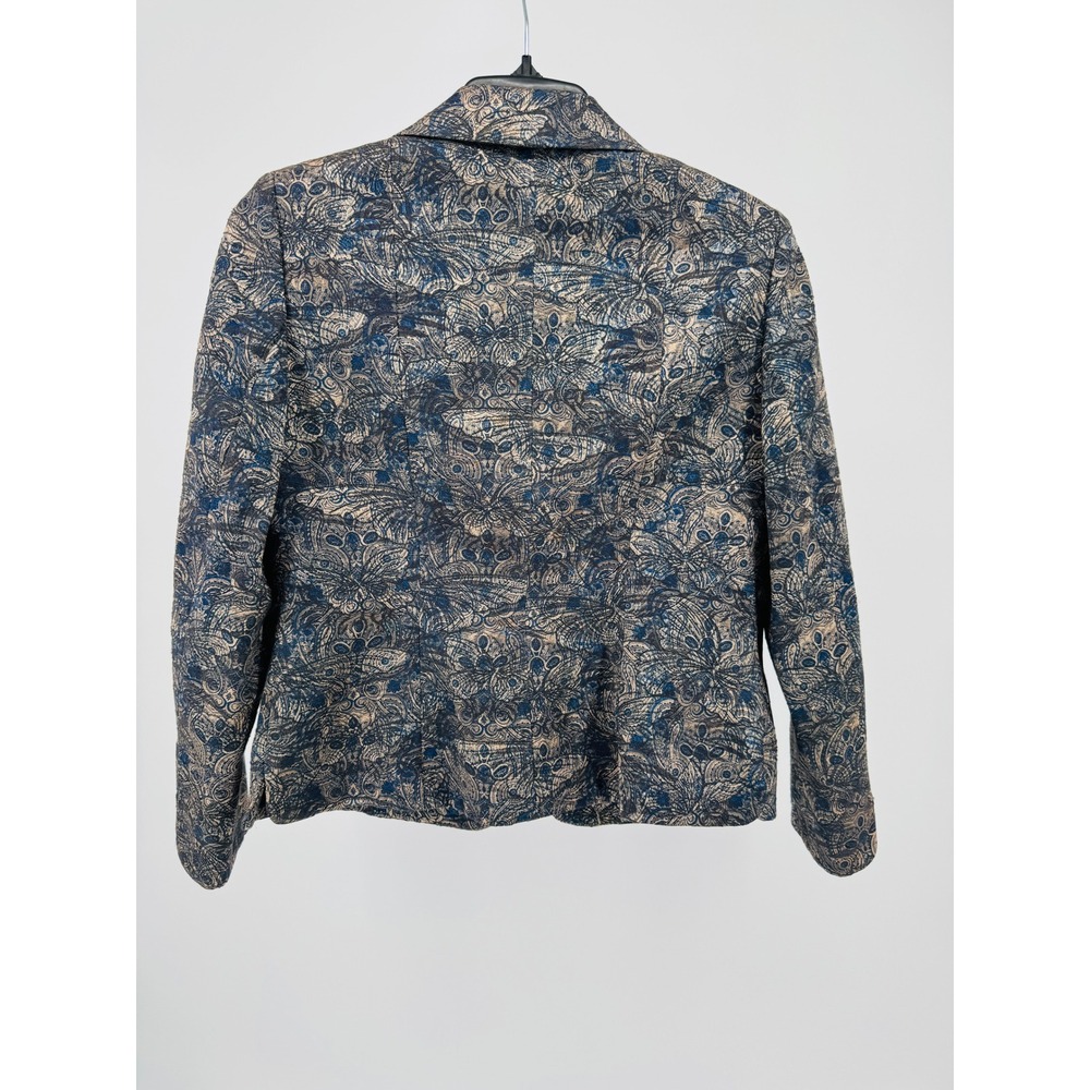 Evan-Picone Blazer Womens‎ Petite Blue Tan Paisley Tapestry 3-Button Suit Jacket - Picture 4 of 13